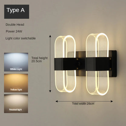 Applique Murale LED Moderne Noir et Or en Métal et Acrylique, Style Nordique Élégant