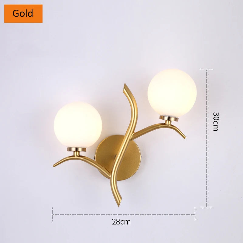 Applique Murale LED Métal et Verre G9 Dorée, Style Nordique Postmoderne