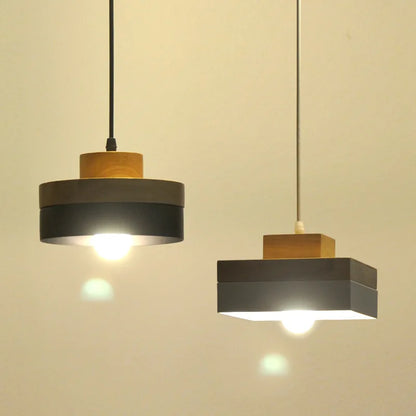 Suspension LED Carrée Bois et Métal au Design Nordique Moderne, Luminaire d'Ambiance