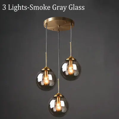 Suspension LED en verre fumé ambre, design moderne et lumière chaleureuse