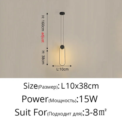 Suspension LED design moderne en aluminium, lumière chaude ou froide, noir et blanc