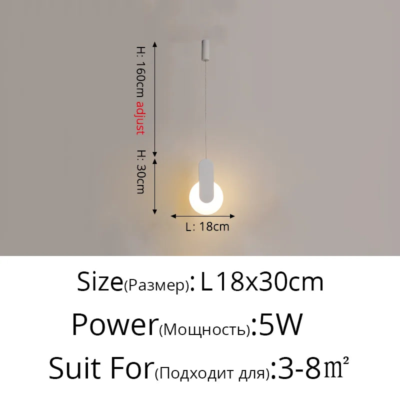 Suspension LED design moderne en aluminium, lumière chaude ou froide, noir et blanc