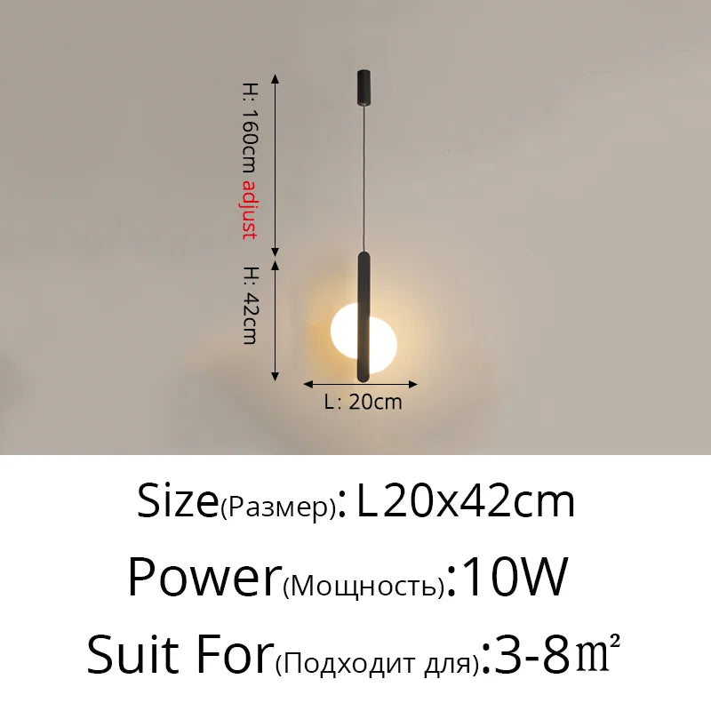 Suspension LED design moderne en aluminium, lumière chaude ou froide, noir et blanc