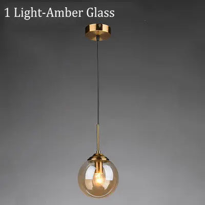 Suspension LED en verre fumé ambre, design moderne et lumière chaleureuse