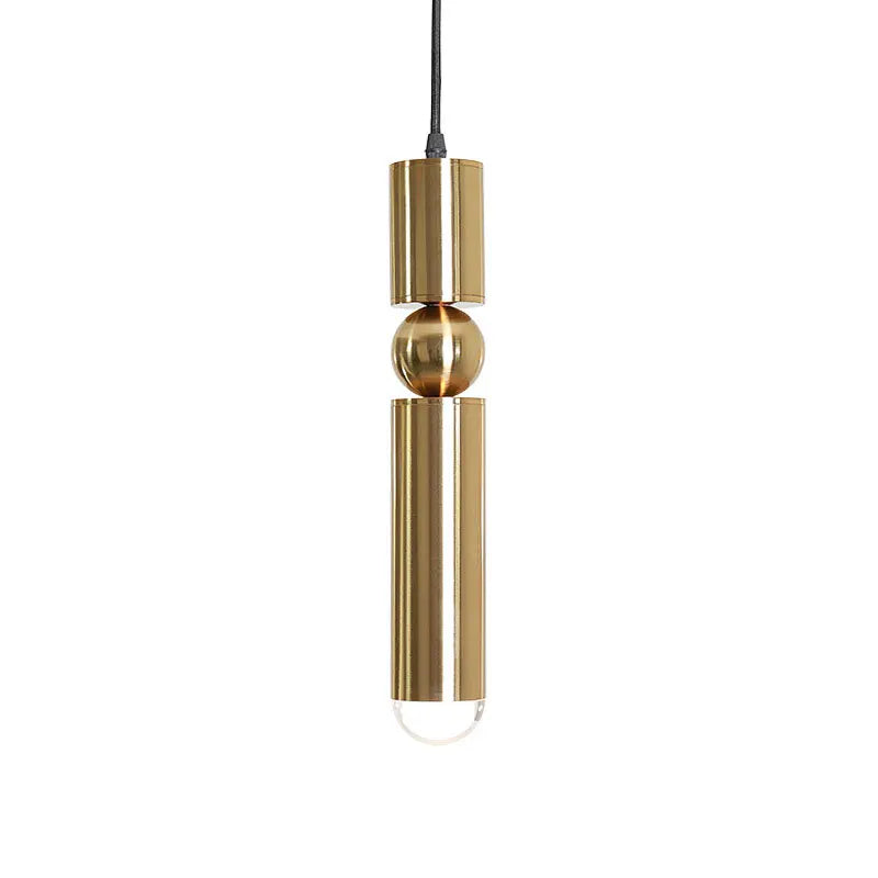 Suspension LED cylindrique dorée design nordique moderne pour intérieur cosy