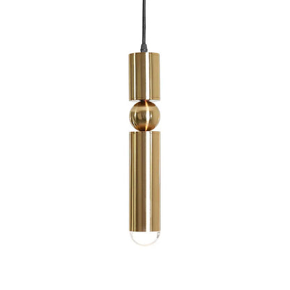 Suspension LED cylindrique dorée design nordique moderne pour intérieur cosy