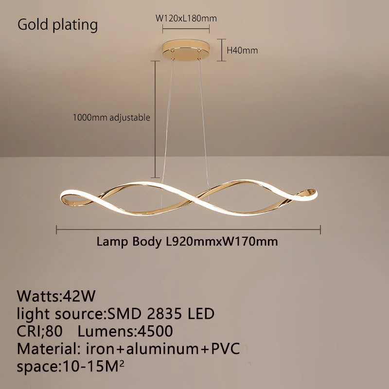 Suspension LED Moderne à Intensité Variable avec Télécommande – Hauteur Réglable 92 cm, Éclairage Îlot et Salle à Manger