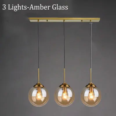 Suspension LED en verre fumé ambre, design moderne et lumière chaleureuse