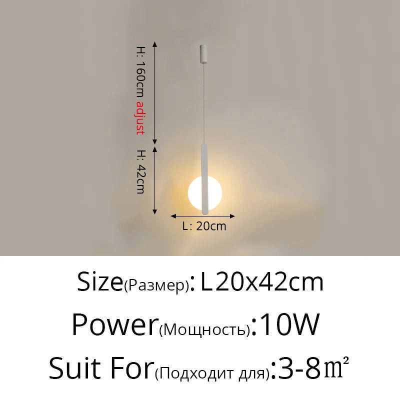 Suspension LED design moderne en aluminium, lumière chaude ou froide, noir et blanc