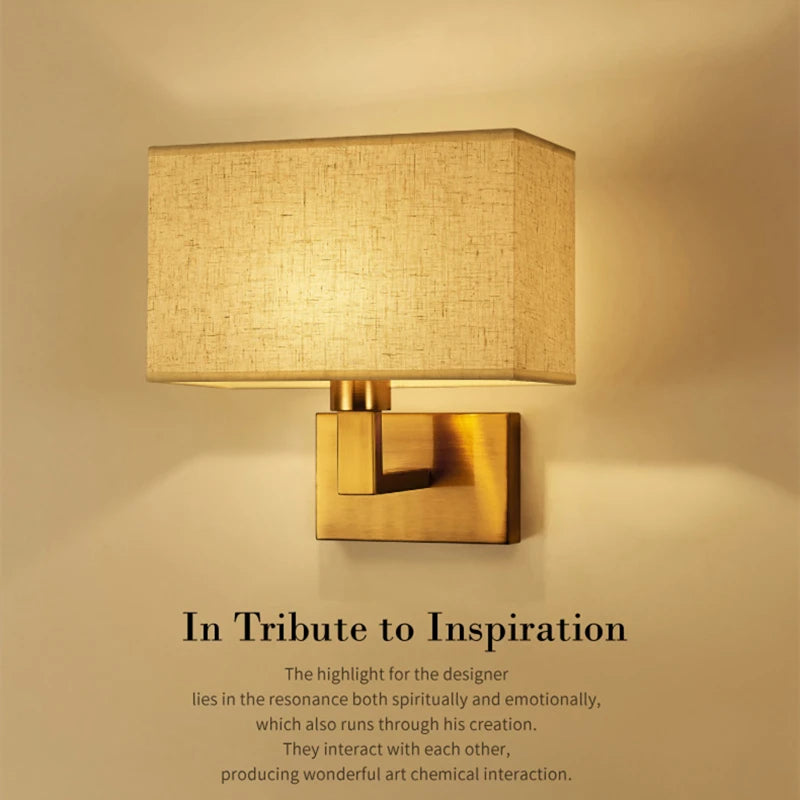 Applique Murale Carrée Moderne en Tissu Style Américain E27 LED
