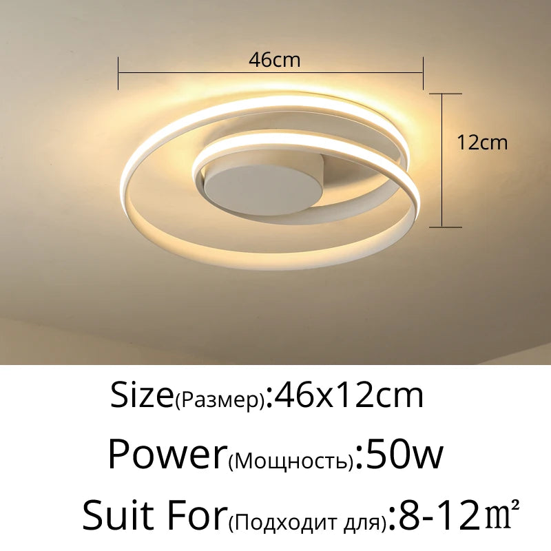 Plafonnier LED moderne design aluminium blanc noir, lumière chaude dimmable