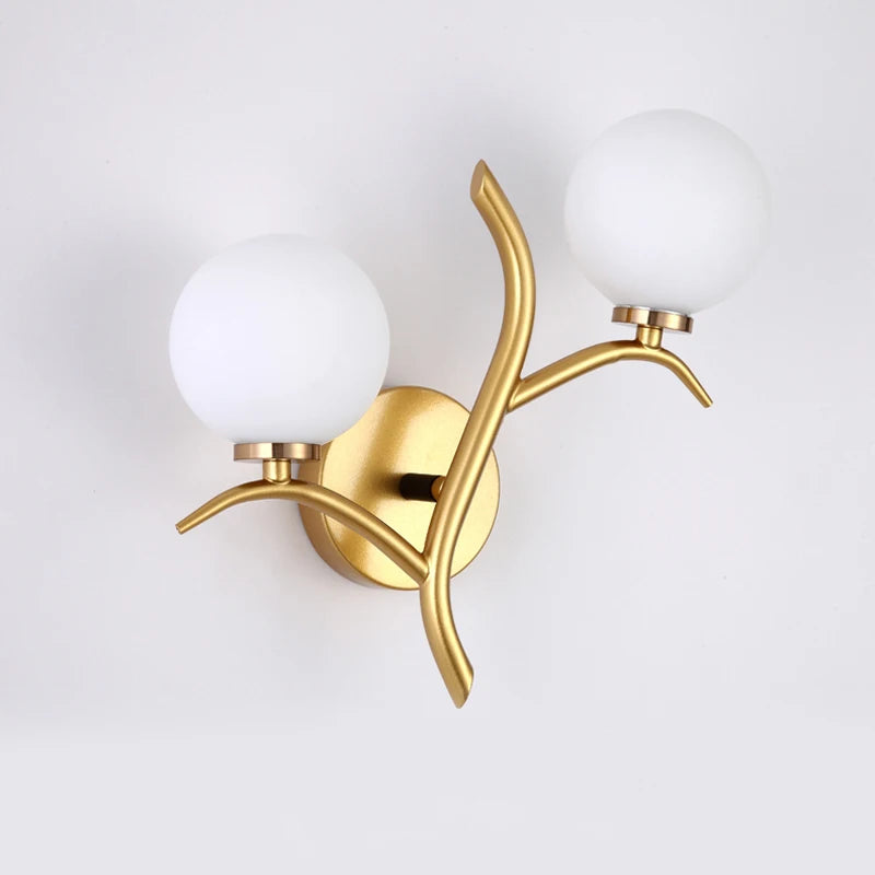 Applique Murale LED Métal et Verre G9 Dorée, Style Nordique Postmoderne