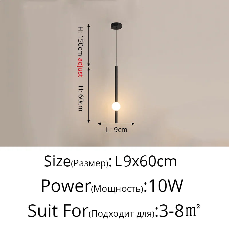 Suspension LED design moderne en aluminium, lumière chaude ou froide, noir et blanc