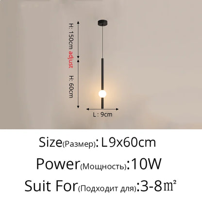 Suspension LED design moderne en aluminium, lumière chaude ou froide, noir et blanc