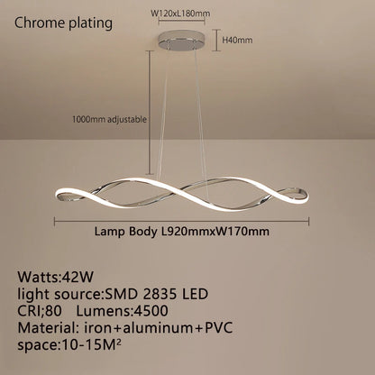 Suspension LED Moderne à Intensité Variable avec Télécommande – Hauteur Réglable 92 cm, Éclairage Îlot et Salle à Manger