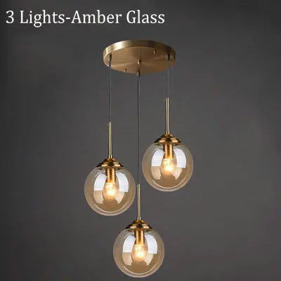 Suspension LED en verre fumé ambre, design moderne et lumière chaleureuse