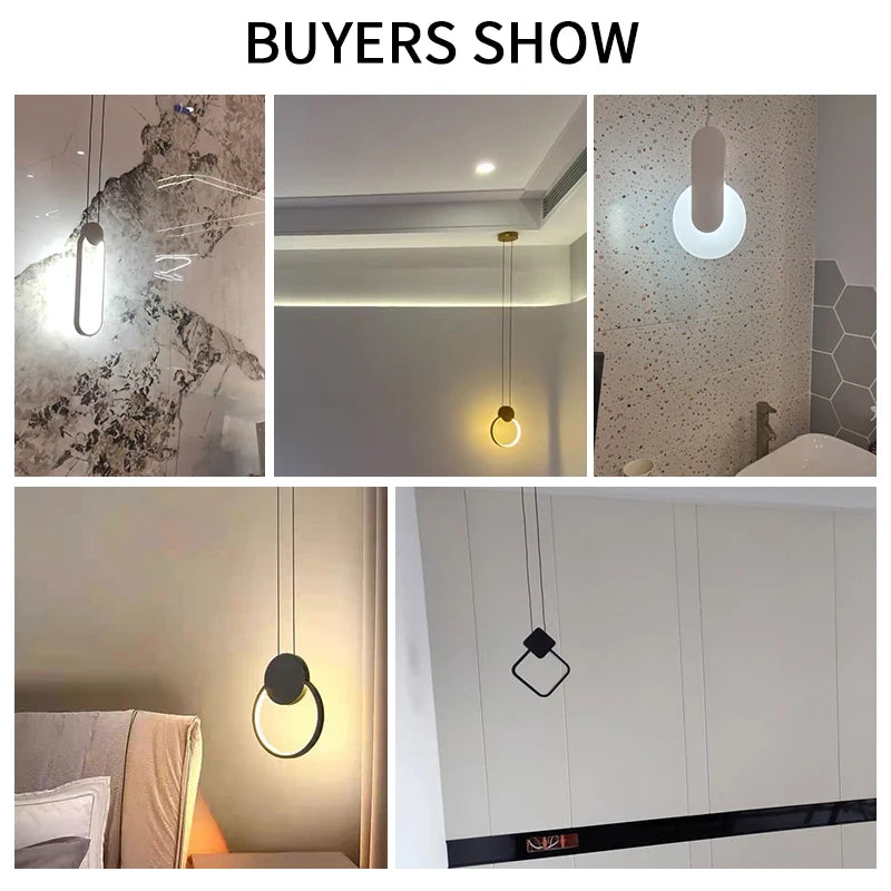 Suspension LED design moderne en aluminium, lumière chaude ou froide, noir et blanc