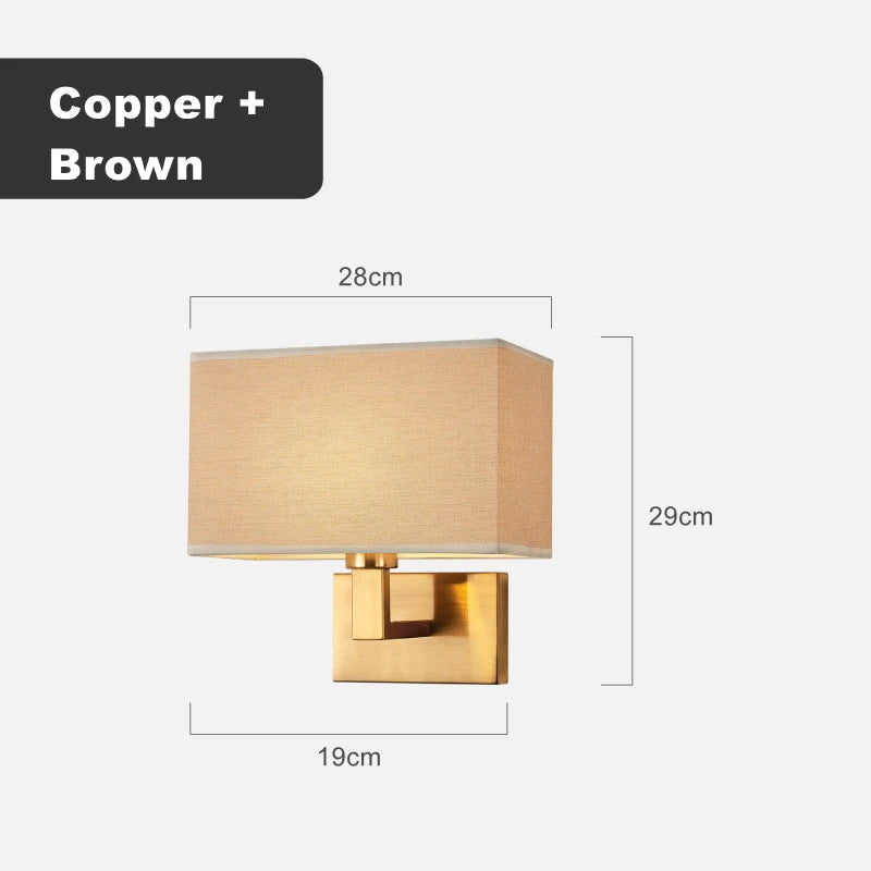 Applique Murale Carrée Moderne en Tissu Style Américain E27 LED