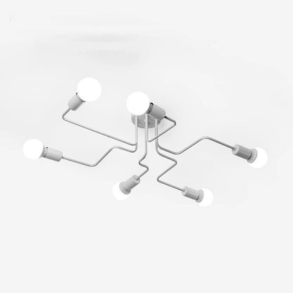 Plafonnier industriel rétro en fer forgé 6 têtes pour cuisine et salle à manger