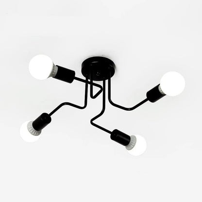 Plafonnier industriel rétro en fer forgé 6 têtes pour cuisine et salle à manger