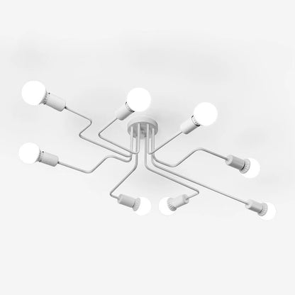 Plafonnier industriel rétro en fer forgé 6 têtes pour cuisine et salle à manger