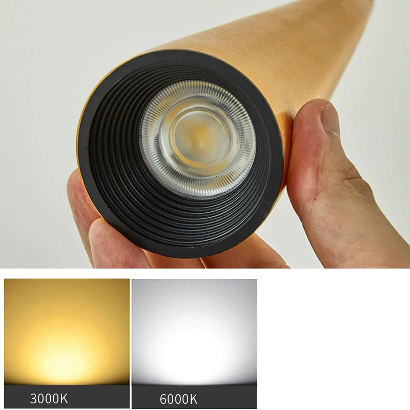 Suspension LED COB moderne en aluminium, lumière blanche chaude, 27-46 cm, 5W