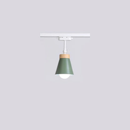 Plafonnier LED sur Rail Nordique en Fer et Bois, Éclairage Moderne Salon