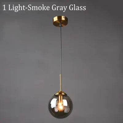 Suspension LED en verre fumé ambre, design moderne et lumière chaleureuse