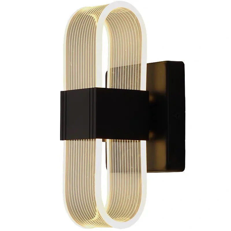 Applique Murale LED Moderne Noir et Or en Métal et Acrylique, Style Nordique Élégant