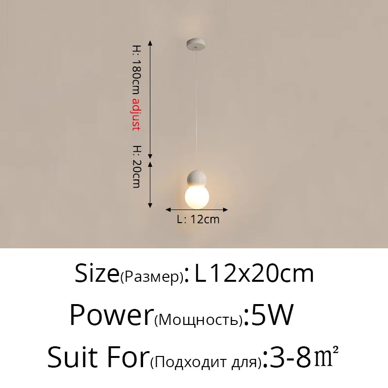 Suspension LED design moderne en aluminium, lumière chaude ou froide, noir et blanc