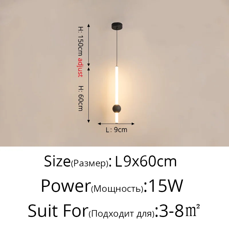 Suspension LED design moderne en aluminium, lumière chaude ou froide, noir et blanc