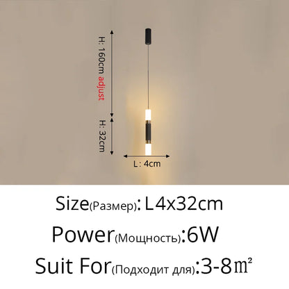 Suspension LED design moderne en aluminium, lumière chaude ou froide, noir et blanc