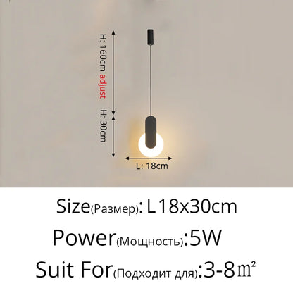 Suspension LED design moderne en aluminium, lumière chaude ou froide, noir et blanc