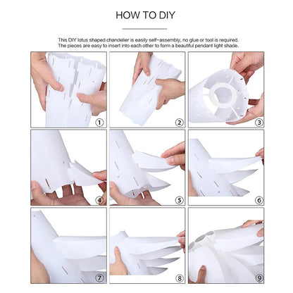 Suspension lustre Lotus 50 cm DIY en plastique PP design Art déco