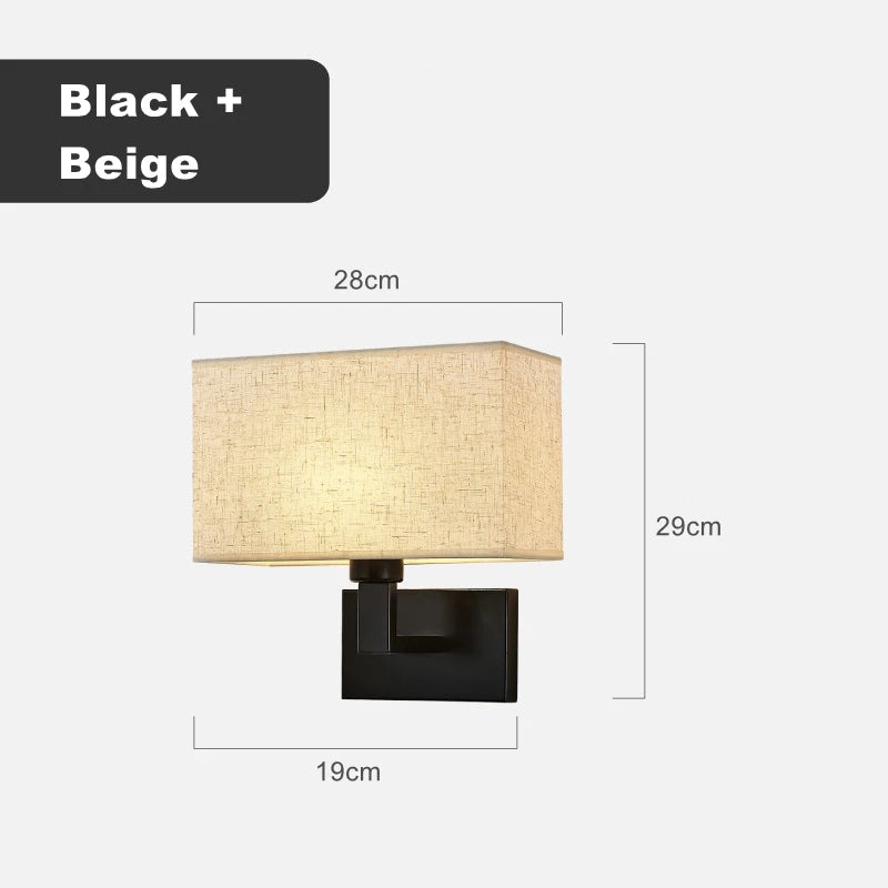 Applique Murale Carrée Moderne en Tissu Style Américain E27 LED