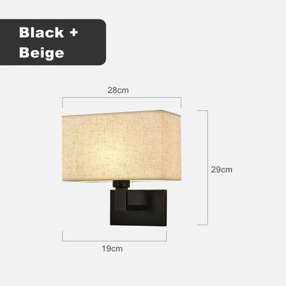 Applique Murale Carrée Moderne en Tissu Style Américain E27 LED