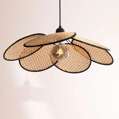Suspension lustre en rotin et bambou E27 design créatif pour cuisine