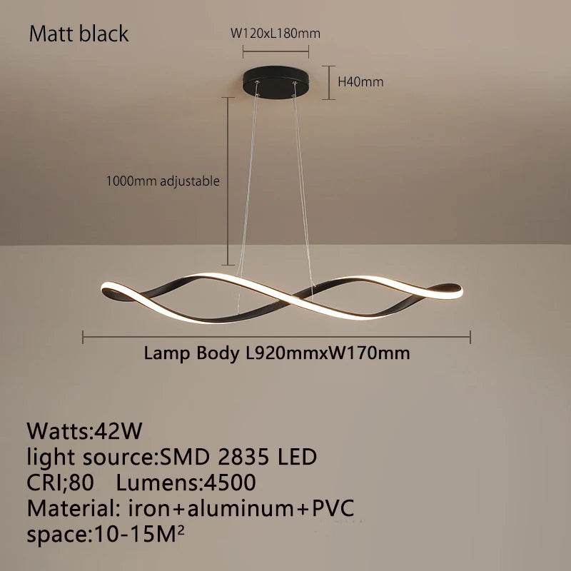 Suspension LED Moderne à Intensité Variable avec Télécommande – Hauteur Réglable 92 cm, Éclairage Îlot et Salle à Manger