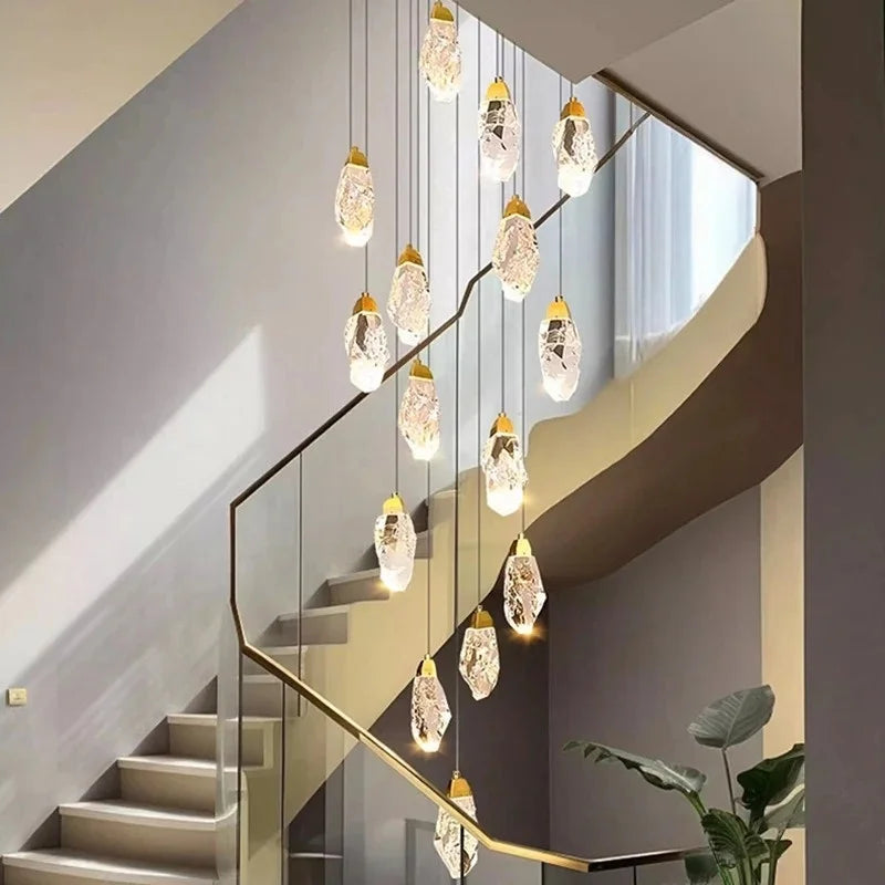 Lustre suspendu moderne en cristal LED, lumière chaude réglable pour intérieur design