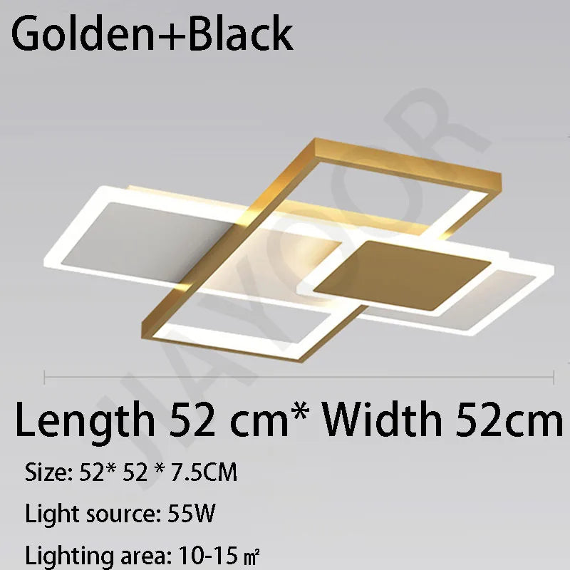 Plafonnier LED moderne en acier poli avec télécommande, lumière chaude pour salon et cuisine