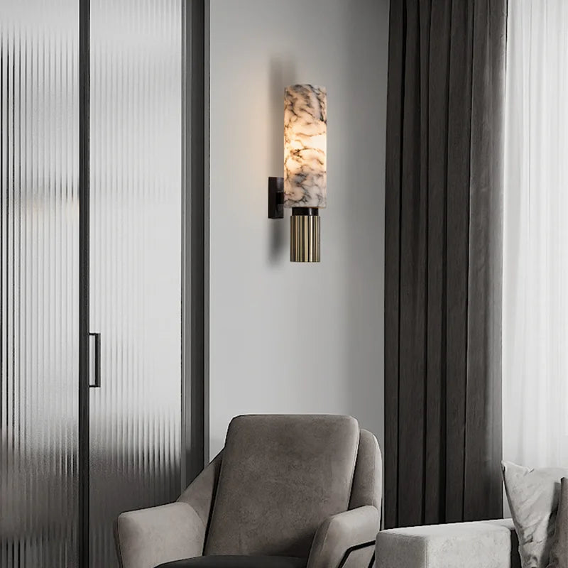 Applique Murale LED en Marbre Naturel, Design Moderne et Luxueux pour Intérieur