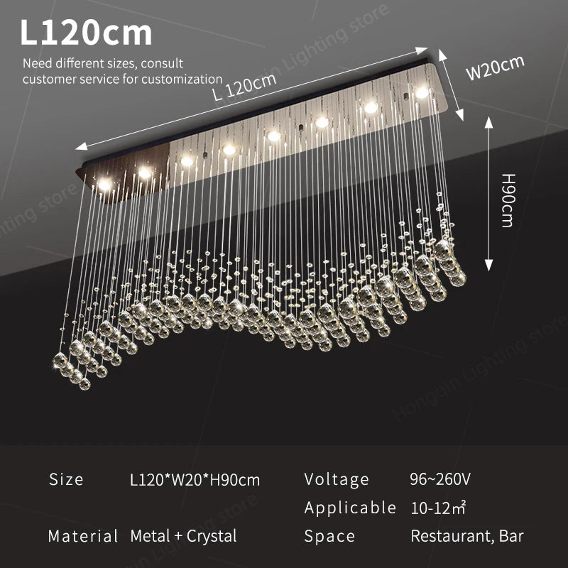 Suspension moderne en cristal pour salon et cuisine, lustre élégant