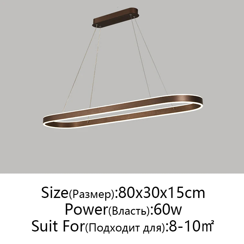 Suspension LED en aluminium au design nordique moderne, lumière chaude ajustable