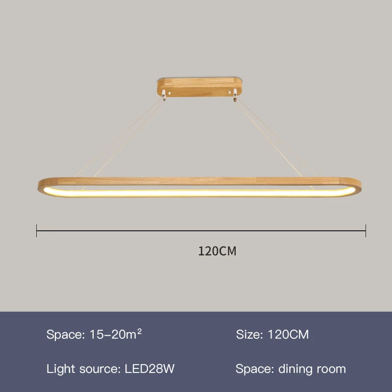 Suspension LED en bois design moderne, lumière blanche pour intérieur cosy