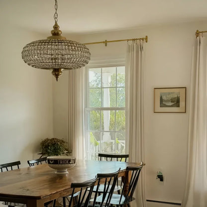 Suspension vintage en cristal et cuivre poli, éclairage LED chaleureux pour salon et hôtel