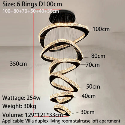 Lustre moderne en cristal pour salon et salle à manger, lumière chaude réglable