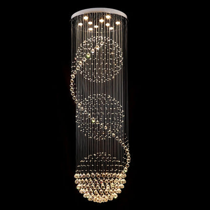 Lustre moderne en cristal K9 LED spirale pluie pour salon et hôtel