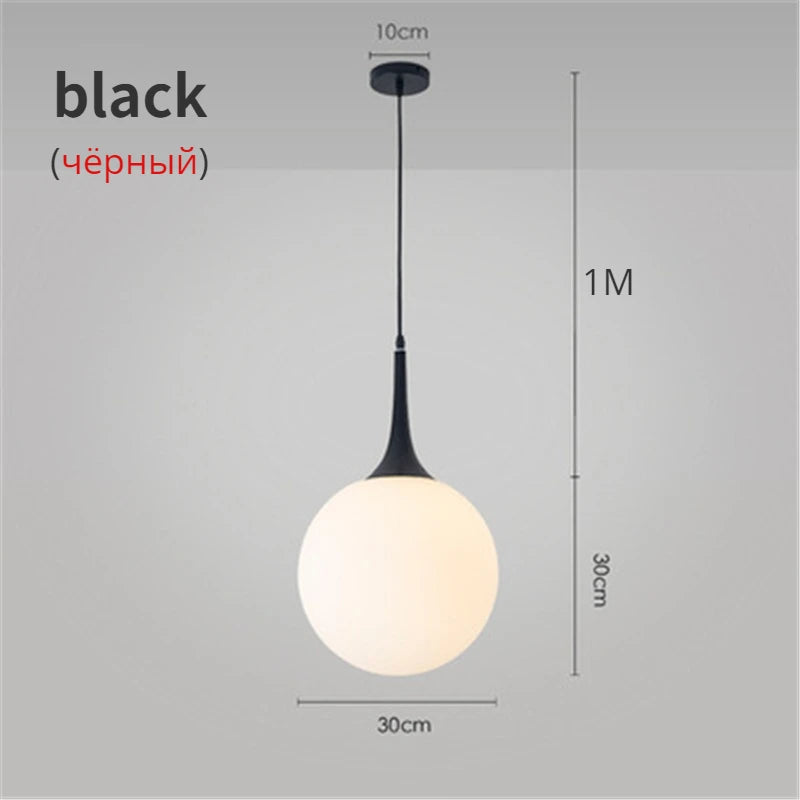 Suspension LED Boule en Verre Nordique, Luminaire Design Moderne
