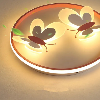 Plafonnier papillon rose ART DECO en métal et acrylique pour chambre d’enfant, lumière douce et chaleureuse