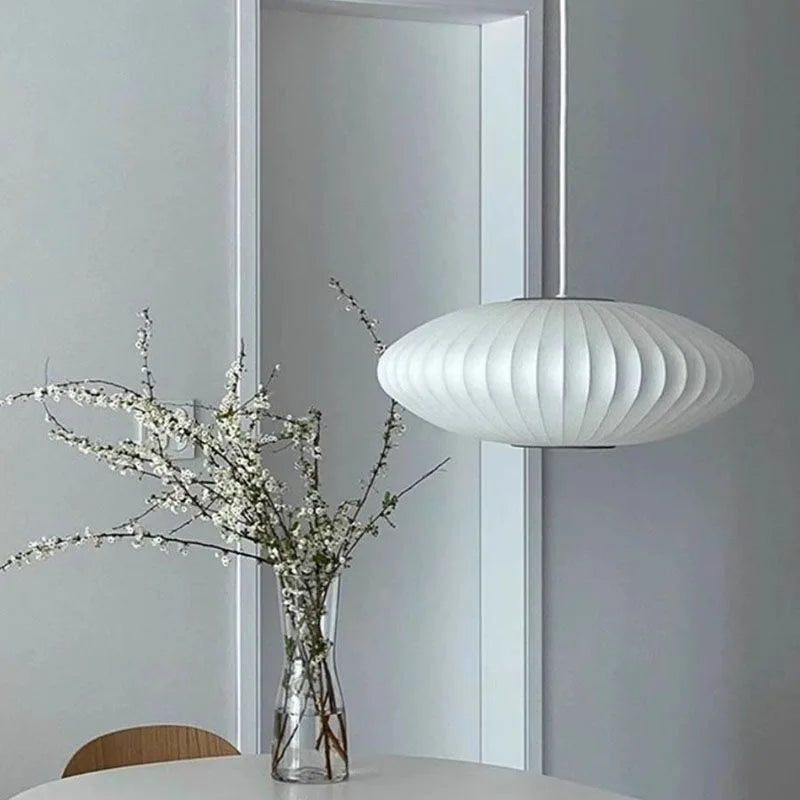 Suspension japonaise en soie Wabi-sabi LED pour salon et hôtel